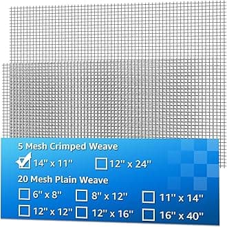 2 Pack 14"x11" Wire Mesh, 5 Mesh Crimped Stainless Steel Mesh, Never Rust Sturdy Metal Mesh Screen for DIY Projects, Vent, Cage, Garden, Window Screen, Filter Mesh