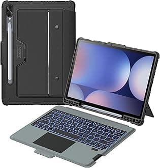 for Samsung Galaxy Tab S10 Plus/S9 Plus 12.4" Case with Detachable Keyboard, 7-Color Backlit, Trackpad, S Pen Holder, Rugged Keyboard Case with Camera Cover for Samsung Tablet S9+/S10+ 5G