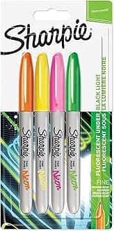 Sharpie Fine Point Permanent Marker - Assorted Neon Colours (Pack of 4)
