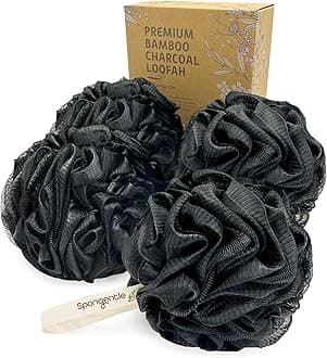 Spongentle Deep Cleansing Loofah Sponge, Pack of 4, Bath and Shower, Exfoliating Body Scrubber, Gorgeous Colors for Women and Men