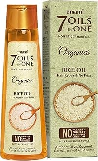 7 Oils In One Organics RICE OIL Hair Repair& No Frizz| Nourishing & Hydrating| Ultra-Light & Non-Sticky | Certified Organic | Free From Parabens, Sulphates & Harmful Chemicals |For Soft, Shiny