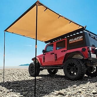 ALL-TOP Vehicle Awning 8.2'x8.2' Roof Rack Pull-Out Sun Shade UV50+, Weatherproof 4x4 Side Awning for Camping & Overland (Hardware Included)
