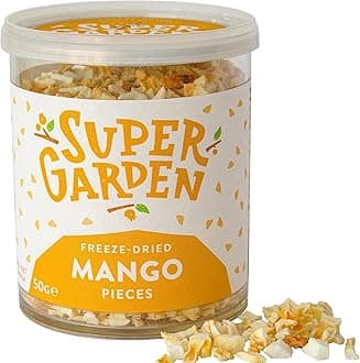 Super Garden Freeze Dried Mango Pieces | Freeze Dried Fruit | Flavourful, Nutritious Freeze Dried Mango Pieces | No Gluten, Preservatives or Added Sugar | Dried Berries Vegan Snacks | 50g