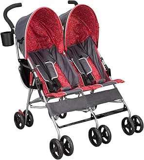 Delta ChildrenLX Side by Side Stroller - with Recline, Storage & Compact Fold, Grey