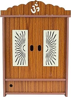 MIDU Pooja Mandir for Home Wall Hanging MDF Wooden Temple with Door Brand (Wooden 1)