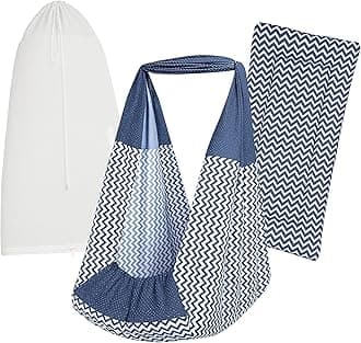 Baby Cradle Set Swing/Jhula (Thottil Cloth, Palna, Dolna) | Hanging Cradle Cloth with Removable Bed and Mosquito Net | CRA-Navy Stripe