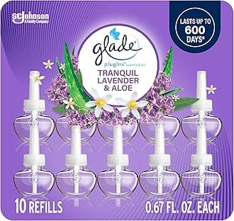 Glade PlugIns Refills Air Freshener, Tranquil Lavender & Aloe, Scented and Essential Oils for Home and Bathroom, 0.67 Fl Oz, 10 Count