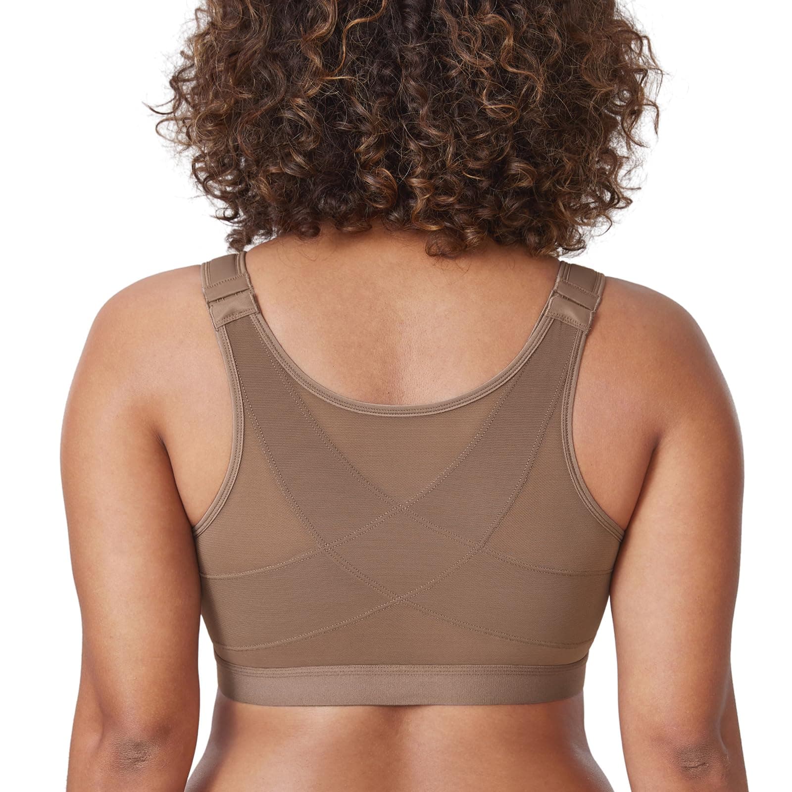 DELIMIRA Women's Front Closure Posture Wireless Back Support Full Coverage Bra