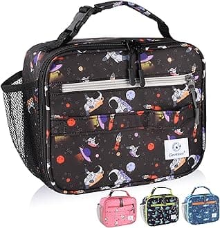 Lunch Box Kids, Prints Insulated Lunch Bag Kids Boys Girls,Soft Bag Mini Cooler Back to School Thermal Meal Tote Kit Lunch Box for School,Work,Outdoor - Astronaut