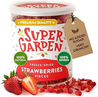 Supergarden Super Garden Freeze Dried Strawberry Pieces - Flavourful, Nutritious Freeze Dried Strawberry Pieces – No Gluten, Preservatives or Added Sugar – Vegan Snack (1.13 oz)