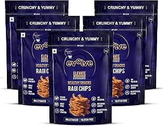 Evolve Ragi Chips Combo Healthy Snack for Kids, Adults | Gluten Free, Vegan, No Artificial Color & Sugar, Millet Blend, Ideal for Weight Loss - 100g Pack of 5