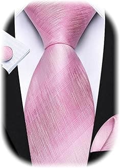 Barry.Wang Tie Sets for Men Silk Stripe Necktie Woven Checkered Handkerchief Cufflinks Formal Business Wedding