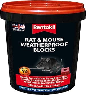 Rentokil PSMR42 Rat and Mouse Weatherproof Blocks, Black, 11.5 x 11.5 x 11.5 cm