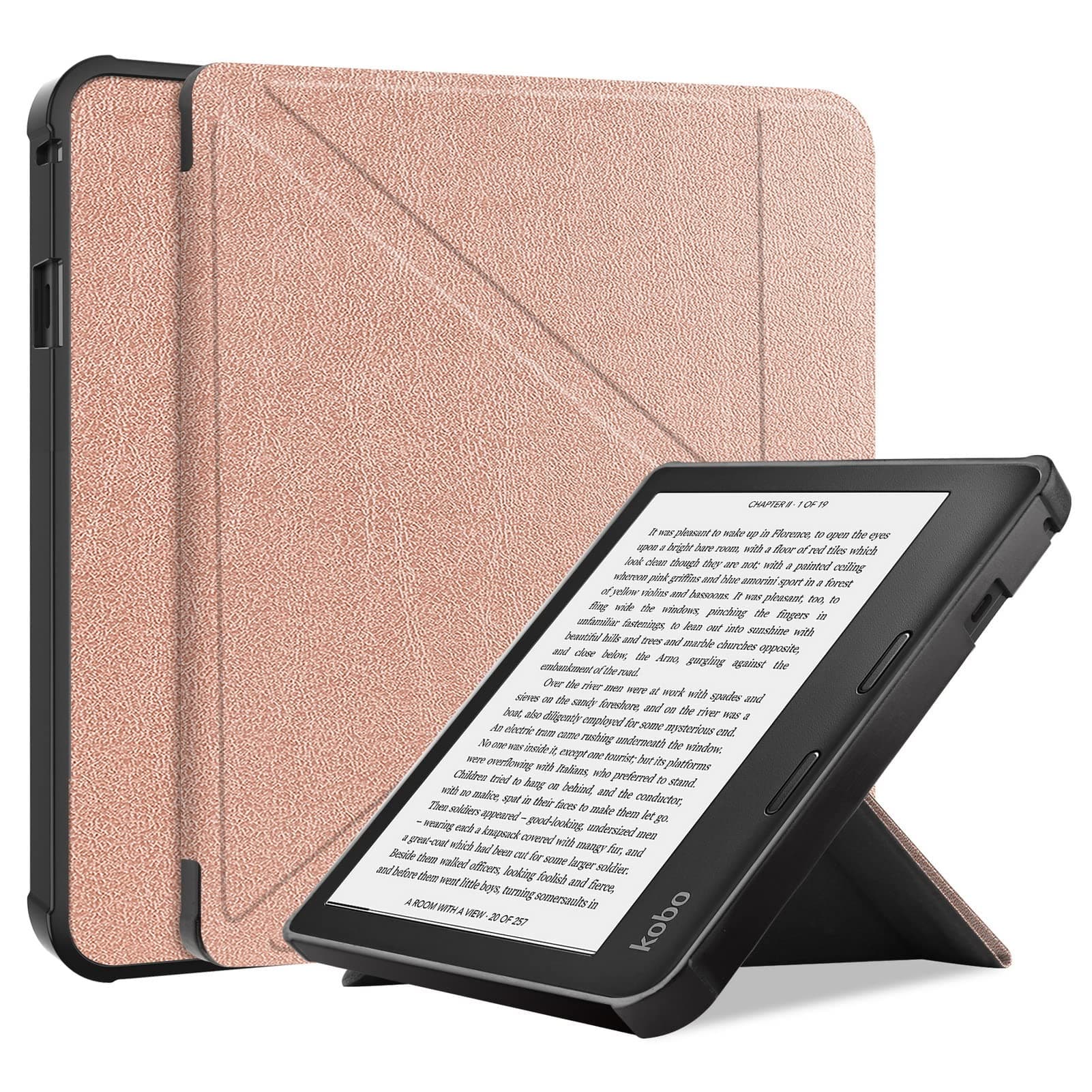DWayboxCase for Kobo Sage 8 inch E-Reader Released 2021, Soft TPU Matte Back Cover, Slim Protective Smart Folio Shell Cover with Magnetic Closure and Stand Function -Rose Gold