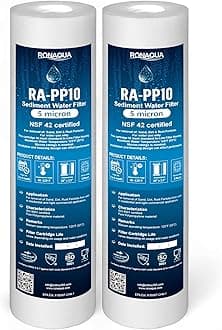 Sediment Water Filter Cartridge by Ronaqua 10"x 2.5", Four Layers of Filtration, Removes Sand, Dirt, Silt, Rust, made from Polypropylene (2 Pack, 5 Microns)