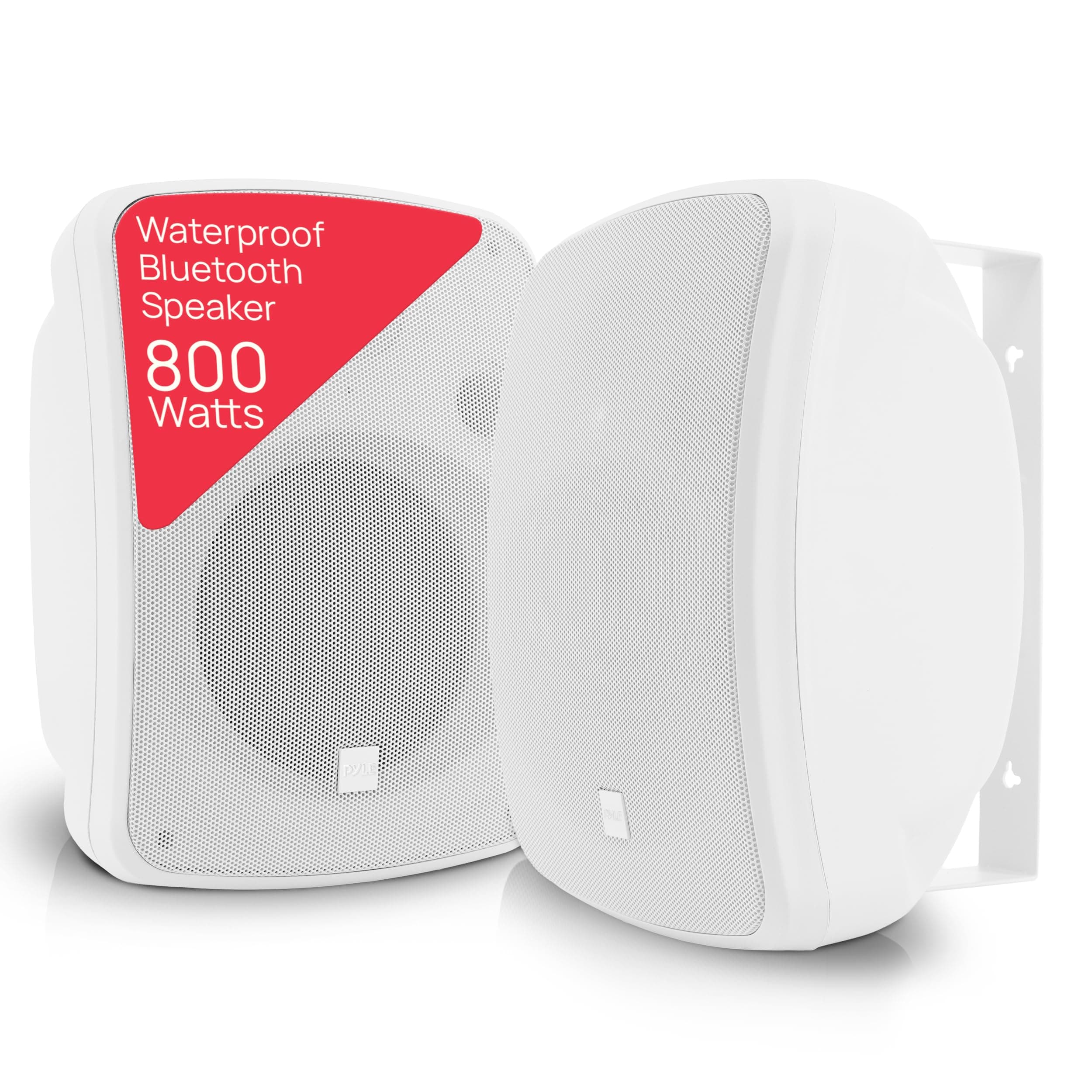 Pyle Outdoor Bluetooth Wireless Speaker System-2-way Active/Passive Pair - 6.5in, 800Watt Peak Power,Weatherproof,Wall/Ceiling Mounted Speakers w/Metal Grill, Universal Mount, Indoor/Outdoor-White