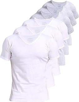 Comfneat Men's 4 or 6-Pack Undershirts 100% Cotton Comfy V-Neck T-Shirts