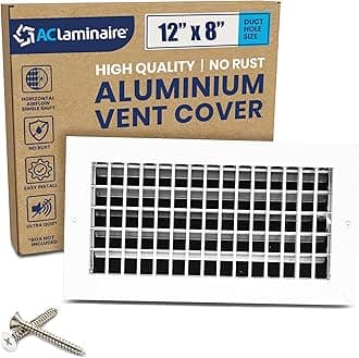 12" x 8" (Duct Opening) Register Vent Cover – Adjustable Single Deflection Aluminum HVAC Grille for Heater, Decorative Ceiling Wall Air Supply Multi-Shutter Damper – Durable & Rustproof ACLAMINAIRE