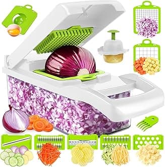 MAIPOR Vegetable Chopper - Onion chopper - Multifunctional 15 in 1 professional food chopper - Dicer Cutter - Kitchen veggie chopper with container - Egg slicer