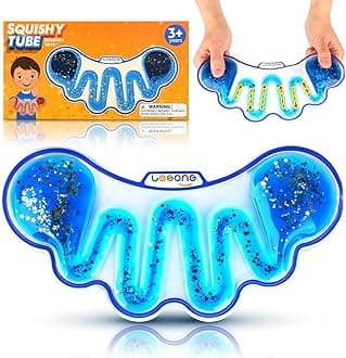 Fidget Sensory for Kids Toddlers, Squishy Sensory Maze Filled with Goo, Glitter, Fidget Calming Down for Autism Special Need, Packet Travel Toys