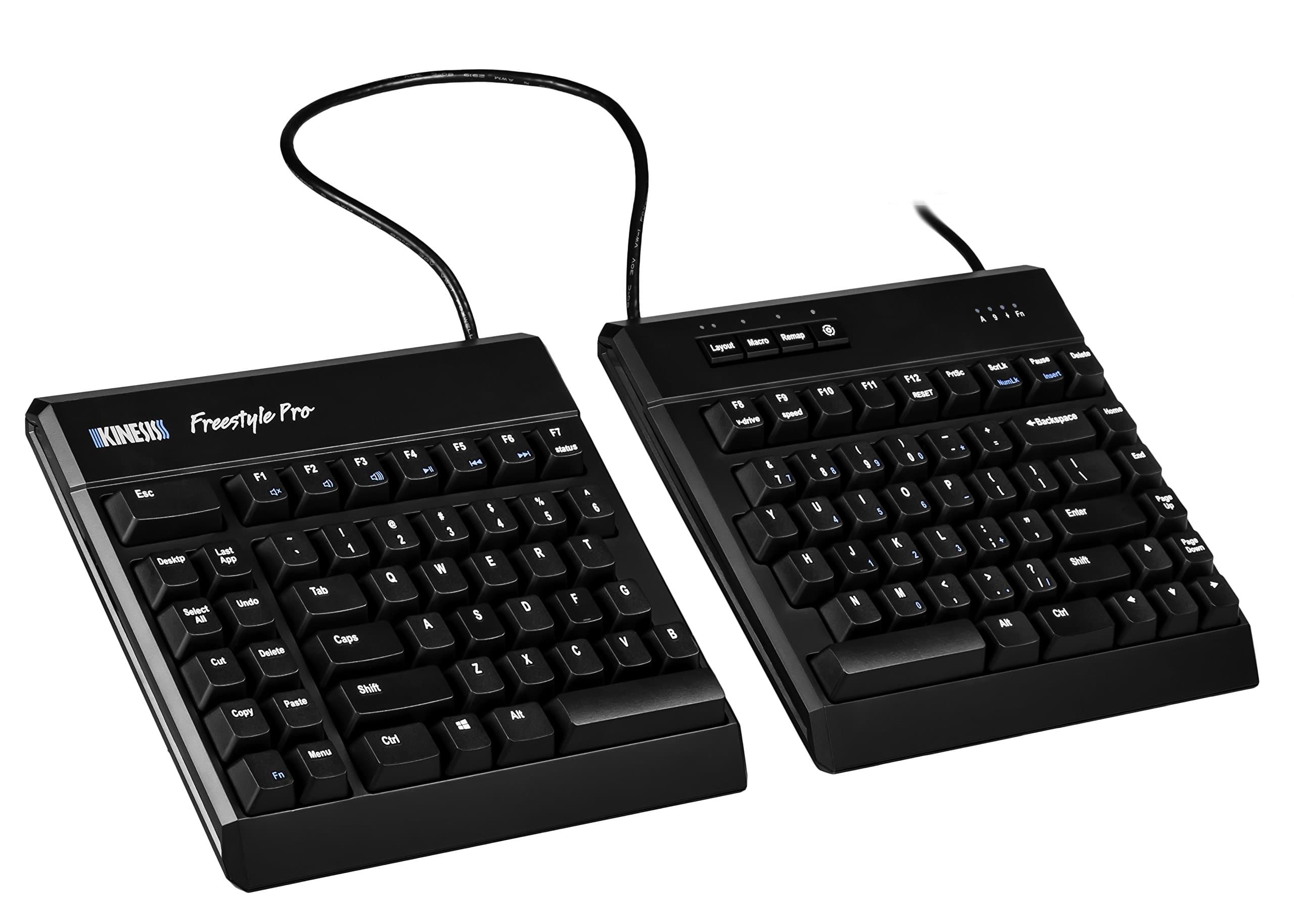 USB-A Freestyle Pro Quiet Ergonomic Split Mechanical Keyboard (Cherry MX Silent Red Switches)