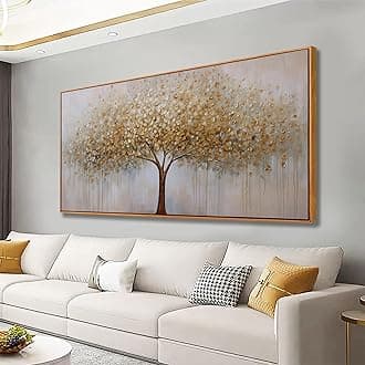 - Abstract Wall Art Gold Tree of Life Framed Artwork Canvas Painting Textured Tree Pictures Wall Decor for Living Room Bedroom Dining Room Home Office Decor 20"x40" with Framed