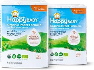 Happy Baby Organics Stage 1 Infant Formula, 0 12 Months, Milk Based Organic Baby Formula Powder with Iron, Probiotics & Prebiotics for Immune & Digestive Support, 22.9 Ounce (Pack of 2)