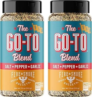 Fire & Smoke SocietyThe Go-To All Purpose Seasoning | BBQ Rubs for Smoking and Grilling | Steak, Chicken, Pork, Burgers, Veggies | Sea Salt, Black Pepper, Toasted Onion, Garlic | Large (2-Pack)