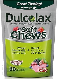 Soft Chews Saline Laxative Mixed Berry (60ct & 30ct) 1200mg Magnesium Hydroxide Gentle Constipation Relief