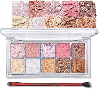 Erinde 10 Color Eyeshadow Palette Makeup - Matte Shimmer Glitter Eye Shadow, Ultra-Blendable, High Pigmented, Naturing-Looking, Neutral Nude Eyeshadow Palette with Professional Brush, Starlight Gems