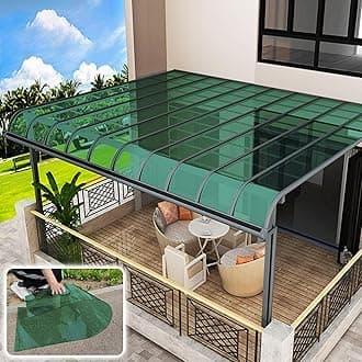 Transparent Polycarbonate Roofing Sheet, Outdoor Patio Greenhouse Panels, UV Rain Protection Rain Pergola Roof Panels, for Patios, Partitions, Etc, Roof(Green,2.3 x 26.2ft)