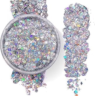 Silver Holographic - Body Glitter Gel for Body, Face, Hair - Vegan & Cruelty Free - Electric Bliss Beauty (Holographic Silver)