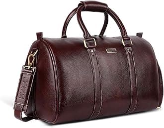 Duffle Bag for Travel (18") - Genuine Leather, Water-Resistant -Ideal Cabin Bag for Flight -Men and Women's Weekender Travel Bag for Luggage (18 Inch, Brown)
