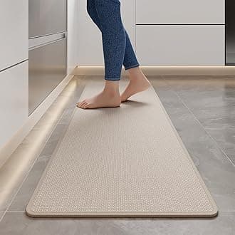 Kitchen Rugs and Mats Non Slip Washable, Absorbent Runner Rugs for Kitchen, Front of Sink, Kitchen Mats for Floor，Easy to Clean and Maintain Kitchen Floor mat(Beige, 17"x59")