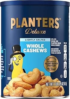 Deluxe Lightly Salted Whole Cashews, 18.25oz. Resealable Canister - Lightly Salted Cashews & Lightly Salted Nuts - Nutrient Dense Snacks for Adults & Kids - Vegan Snacks, Kosher