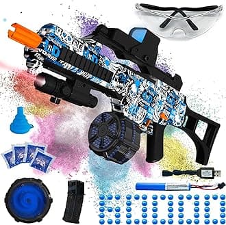 Electric Gel Ball Blaster, High Speed Automatic Splatter Ball Blaster with 60000+ and Goggles, JIFTOK Rechargeable Splatter Ball Toys for Outdoor Activities Shooting Game Party Favors-Blue G36