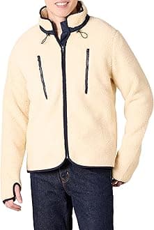 Amazon Essentials Mens Teddy Fleece Full-Zip Mock Neck Jacket with Chest Pockets