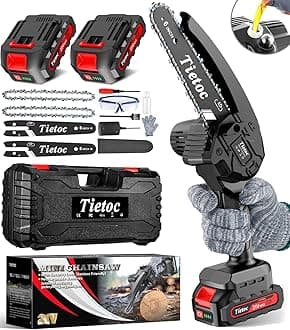 Tietoc Mini Chainsaw 6 Inch Cordless, Portable Electric Chain Saw Small Handheld Battery Powered Super Saws, Gifts for Men Women, Birthday Gift for Dad Fathers Husband Him Her Mom Mothers Grandparent