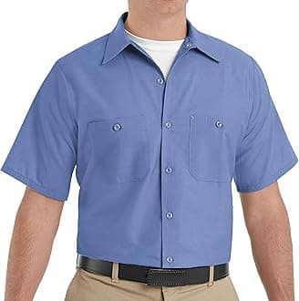 Red KapRedKap Men's Industrial Work Shirt, Regular Fit, Short Sleeve Utility Button