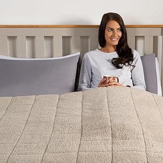 Brentfords Teddy Fleece Weighted Blanket 6kg Natural, Valentines Gifts for Her Him Winter Blanket Sleep Therapy Anxiety Relief for Adults, Single 125 x 180cm (Disclaimer:Only suitable for age 3+years)