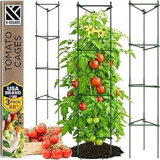 K-Brands Tomato Cage – Plant Stakes and Support with Clips (3 Pack - Upto 72 inches Tall)
