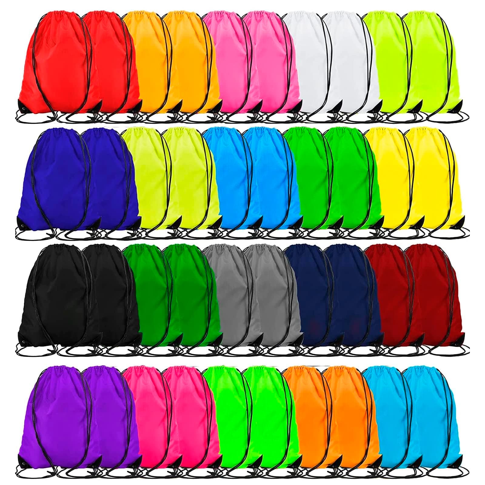 ASMIZ 40 Pack Drawstring Backpacks Bulk Waterproof Polyester Drawstring Bags Cinch Gym Backpack Sports Sackpack Goody Gift Team Bags Portable Travel Bags for Men Women (20 Colors)