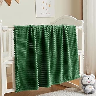 BEDELITE Baby Blankets for Boys Girls 30"x 40" - 3D Ribbed Jacquard Cute Fuzzy Fleece Blanket, Warm and Breathable Soft Cozy Infant Toddler Blanket for Newborn All Seasons Suitable, Dark Green