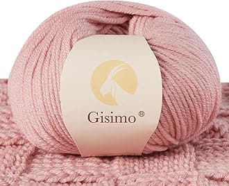 100% Merino Wool Yarn, 6-Ply Luxurious and Soft Yarn for Hand Knitting & Crocheting, 1.76 OZ/50g, 127 yds/116 Meters (Light Pink, 1 Ball)