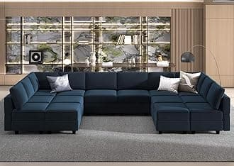Belffin Oversized Modular sectional Sofa with Double Chaises U Shaped Sleeper Sofa Couch Reversible with Storage Velvet Blue