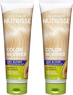 Garnier Hair Conditioner Nutrisse Color Reviver, 5 MIN Color Mask for Cool Blonde Color Treated Hair to Nourish & Fights Brass, 4.2 Fl Oz, 2 Count (Packaging May Vary)