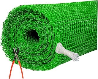 SAI PRASEEDA UV Stabilized Garden Fencing Net_Tree Guard Net_Anti Bird Net_PVC Virgin HDPE_4 Feet Height X 60 Feet Length_Green Color_800 GSM with 1 Cutter and 100 PVC Tags SHJAMN9