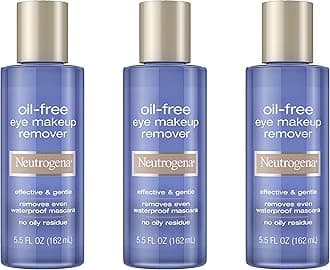Neutrogena Gentle Oil-Free Eye Makeup Remover & Cleanser for Sensitive Eyes, Non-Greasy Makeup Remover, Removes Waterproof Mascara, Dermatologist & Ophthalmologist d, 3 x 5.5 fl. oz