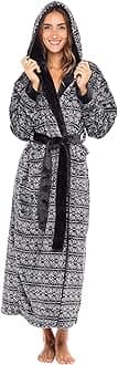 Alexander Del Rossa Plush Fleece Robe for Women, Long Hooded Bathrobe with Hood, Plus Size