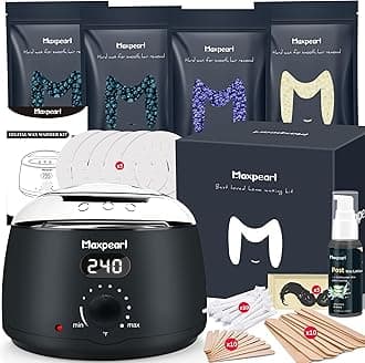 Digital Waxing Kit - Women Men Hard Wax Melt Warmer Kit for Hair Removal - Sensitive Skin, Eyebrows, Face, Underarms, Brazilian, Bikini, Legs